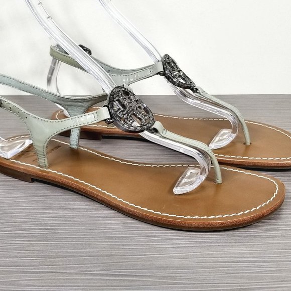 Tory Burch Violet Thong Sandal, Light Grey Patent Leather, Womens Size 7 M - Picture 2 of 14
